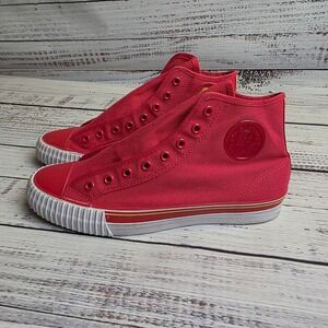PF Flyers Center Hi Red Canvas High Top Sneakers Mens 9 Retro Shoes Womens 10.5